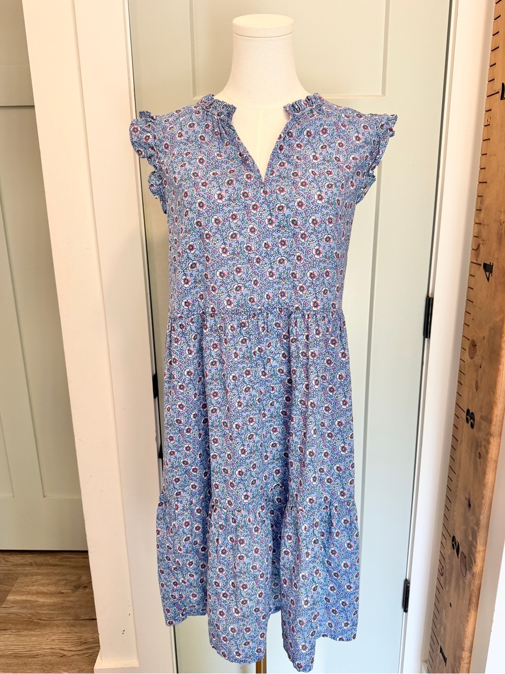 J Crew Dress Ditsy Floral Tiered Ruffle 18 20 Cotton Natural Fibers